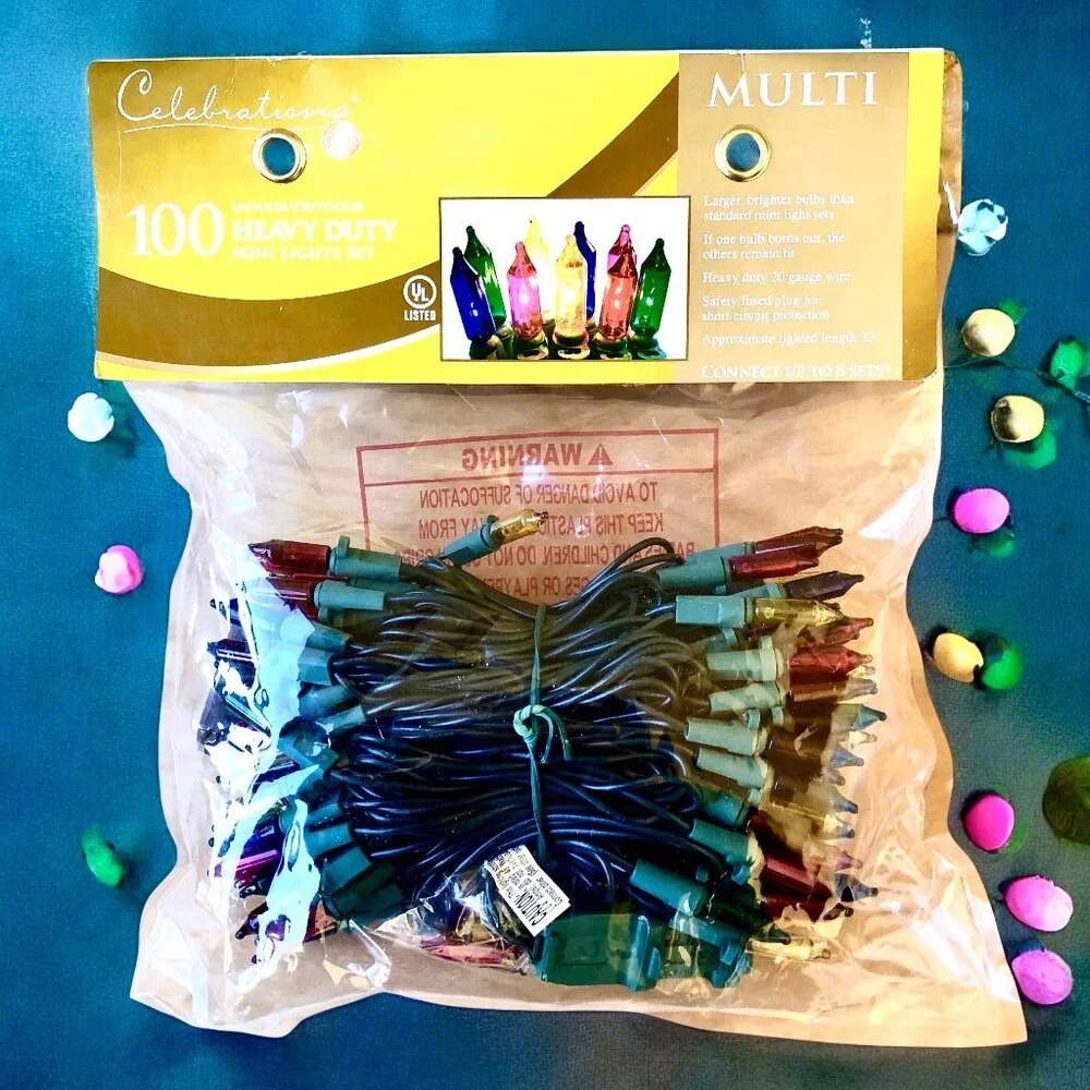 Celebrations 100 HEAVY DUTY Christmas Mini Lights Set MULTI-COLOR 33 ft New